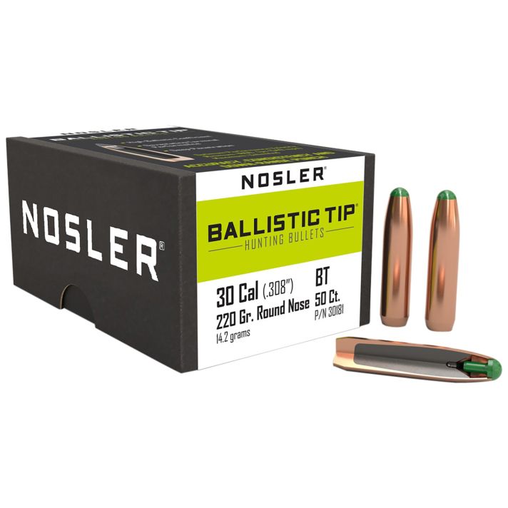 Nosler 30181 Ballistic Tip30Caliber 220gr Round Nose 50/Box