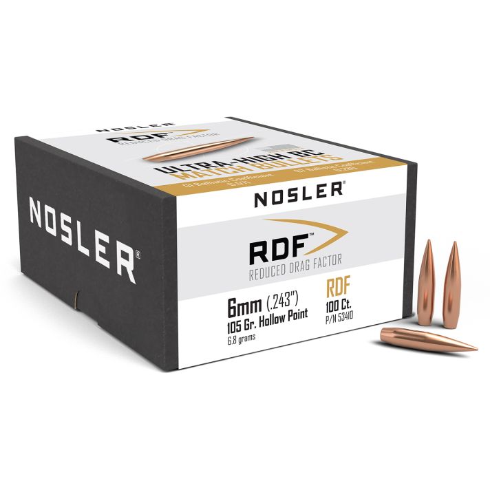 Nosler 53410 RDF Match 6mm 105gr Hollow Point Boat Tail 100/Box
