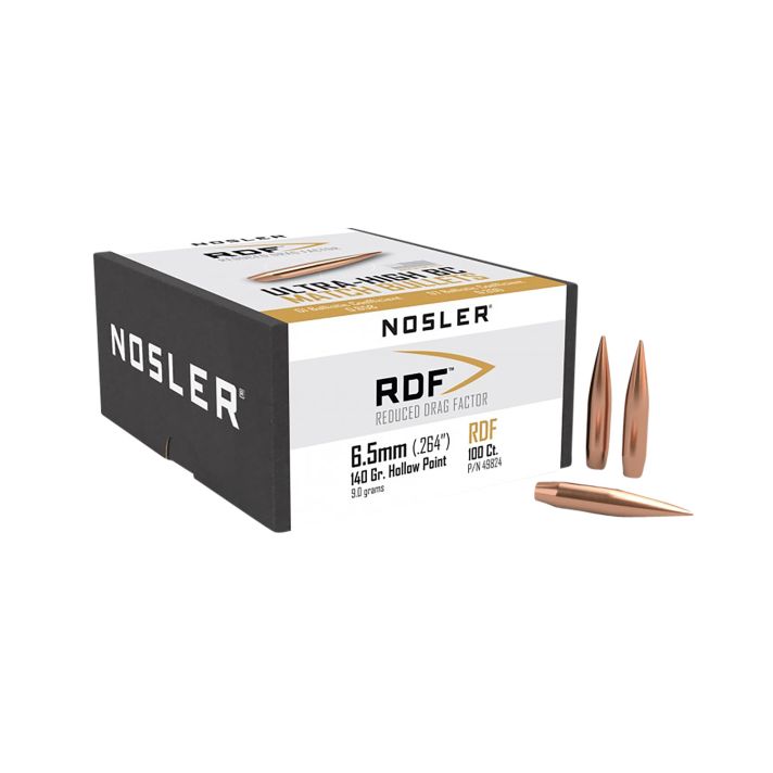 Nosler 49824 RDF Match 6.5mm 140gr Hollow Point Boat Tail 100/Box