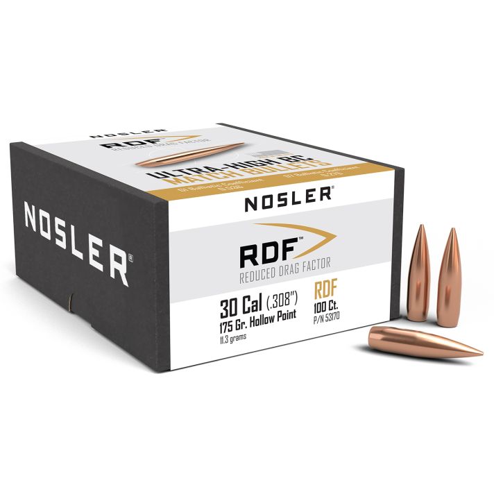 Nosler 53170 RDF Match 30Cal 175gr Hollow Point Boat Tail 100/Box