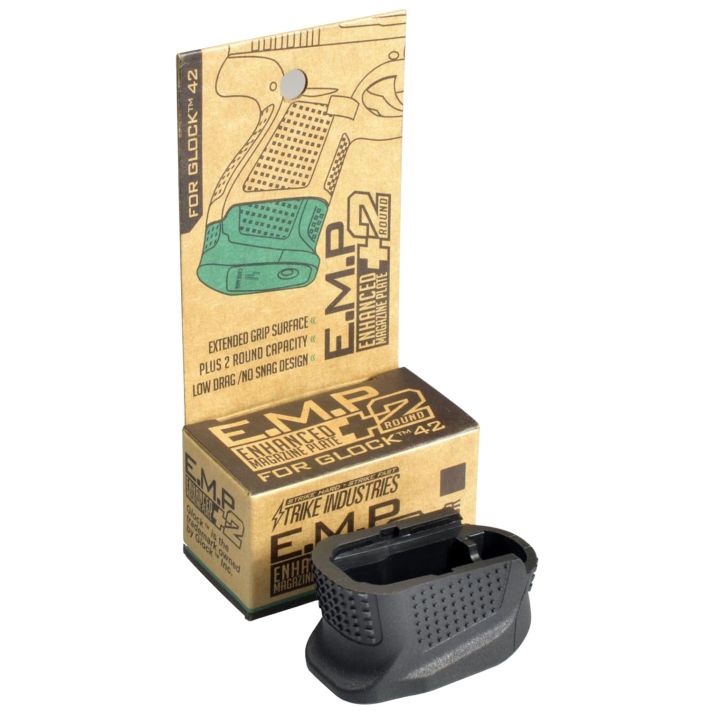 Strike Industries EMPG42B Enhanced Magazine Platemade of Polymer with Black Finish & Extra Gripping Surface for Glock 42 Magazines (Adds 2rds)