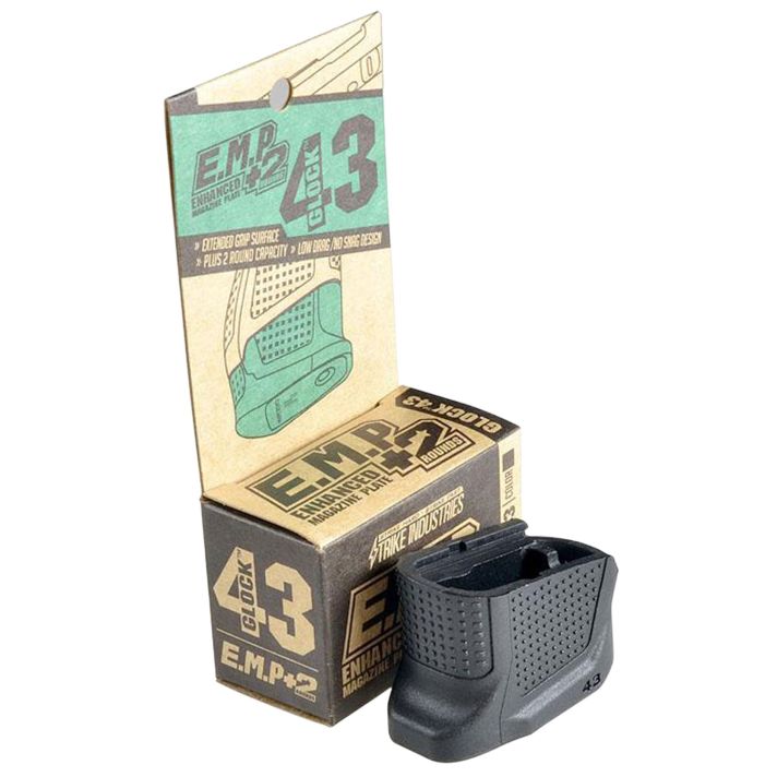 Strike Industries EMPG43B Enhanced Magazine Platemade of Polymer with Black Finish & Extra Gripping Surface for Glock 43 Magazines (Adds 2rds)