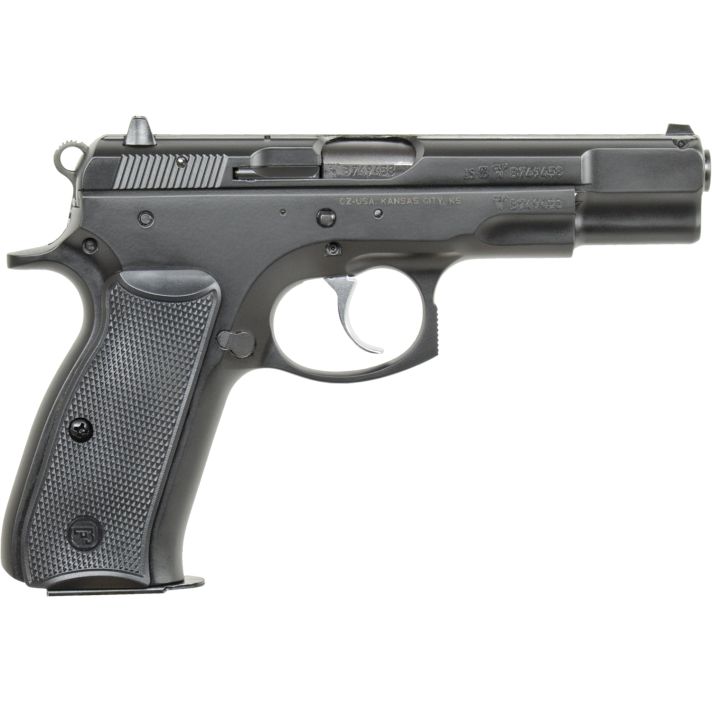 CZ-USA 01102 CZ 75 B 9mm Luger 10+1 4.60" Black Steel Barrel, Black Serrated Steel Slide, Black Polycoat Steel Frame w/Beavertail, Black Plastic Grip