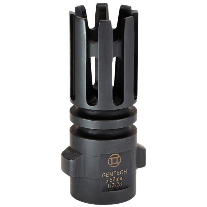 Gemtech 12145 Quickmounts Flash Hider Black Steel with 1/2"-28 tpi Threads & 2.40" OAL for 5.56x45mm NATO AR-Platform