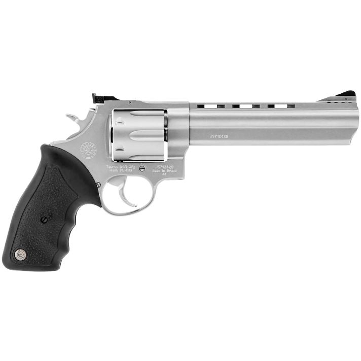 Taurus 2440069 4444 Rem Mag 6rd 6.50" Ported Barrel, Overall Matte Finish Stainless Steel, Finger Grooved Black Rubber Grip & Adjustable Rear Sight