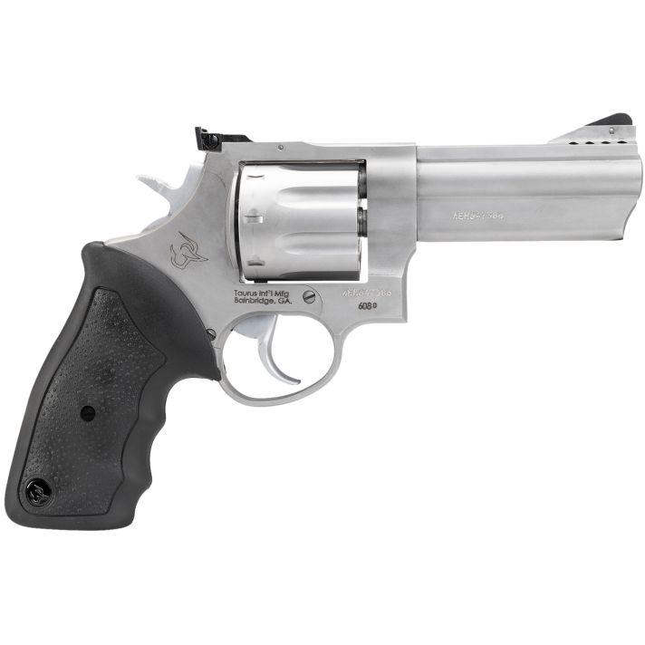 Taurus 2608049 60838 Special +P or 357 Mag 8 Shot 4" Ported Barrel, Overall Matte Finish Stainless Steel, Finger Grooved Black Rubber Grip & Adjustable Rear Sight