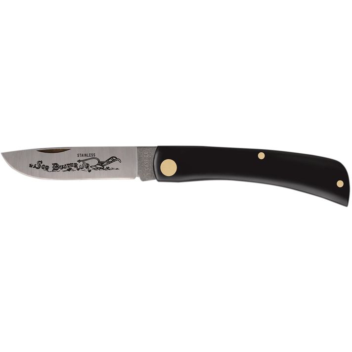 Case 00095 Sod Buster Jr. 2.80" Folding Skinner Plain Etched As-Ground Stainless Steel Blade Black Synthetic Handle