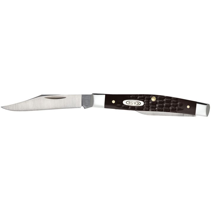 Case 00083 Pen Small 2"/1.47" Folding Clip/Pen Plain As-Ground Stainless Steel Blade Brown Jigged Synthetic Handle