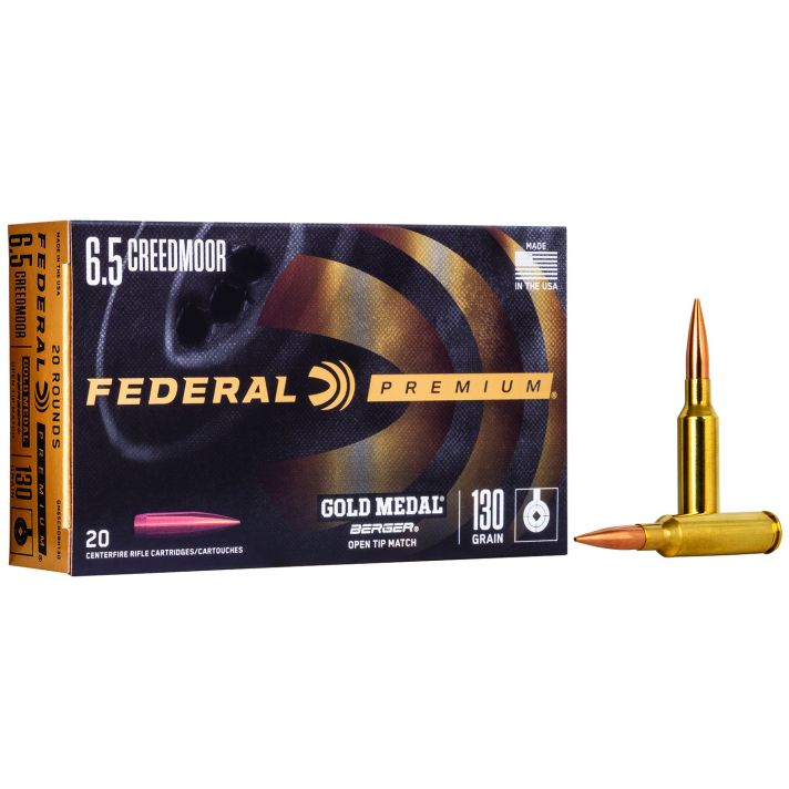 Federal GM65CRDBH130 Premium Gold Medal 6.5Creedmoor 130gr Berger Hybrid Open Tip Match 20 Per Box/10 Case
