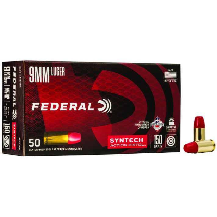 Federal AE9SJAP1 American Eagle Syntech Action Pistol9mmLuger 150gr Total Syntech Jacket Flat Nose 50 Per Box/10 Case