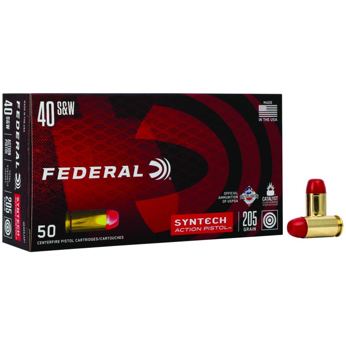 Federal AE40SJAP1 American Eagle Syntech Action Pistol40S&W 205gr Total Syntech Jacket Flat Nose 50 Per Box/10 Case