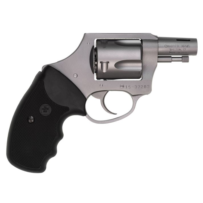 Charter Arms 74429 BoomerLarge 44 Special, 5 Shot 2" Matte Stainless Steel Ported/Tapered Barrel, Matte Stainless Cylinder & Frame w/Black Finger Grooved Rubber Grip
