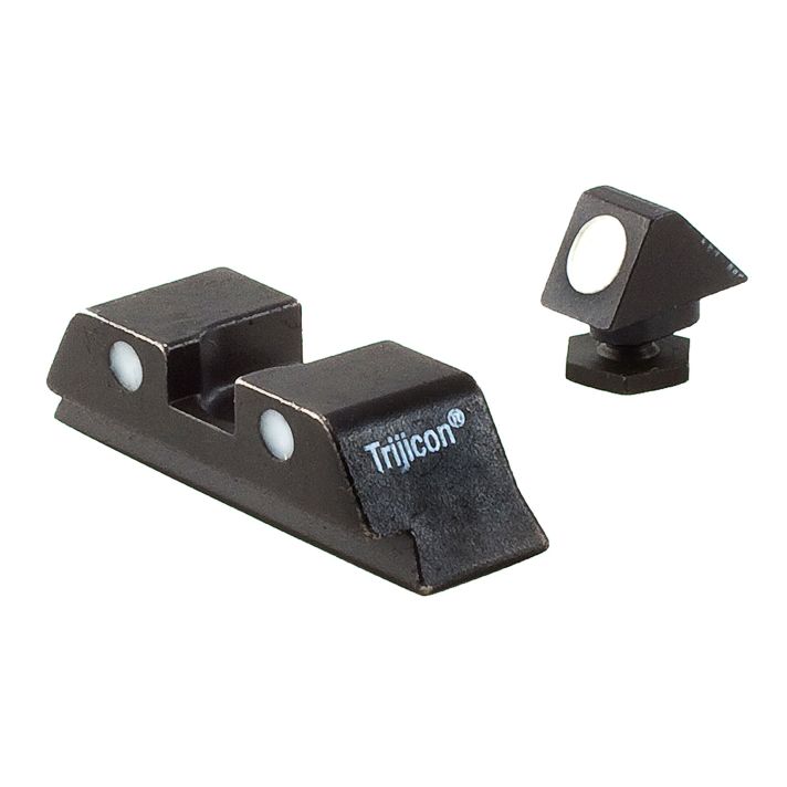 Trijicon 600234 Bright & Tough Steel SightsBlack White Dot Front Sight-Black White Dots Rear Sight-Glock 17 MOS/19 MOS/34 MOS (No Tritium) Standard Frame
