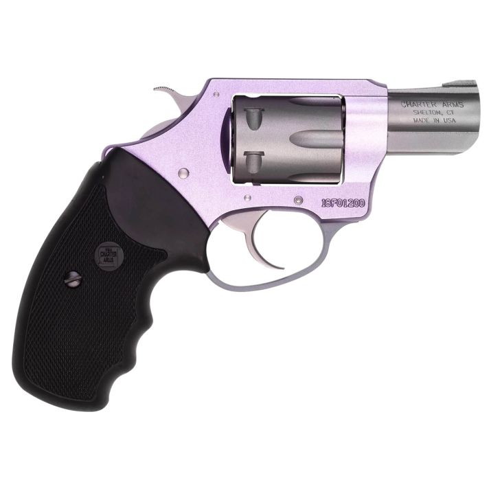 Charter Arms 52240 Pathfinder Lite Lavender Lady Small 22 LR, 8 Shot, 2" Matte Stainless Steel Barrel & Cylinder, Lavender Aluminum Frame w/Black Finger Grooved Rubber Grip, Exposed Hammer