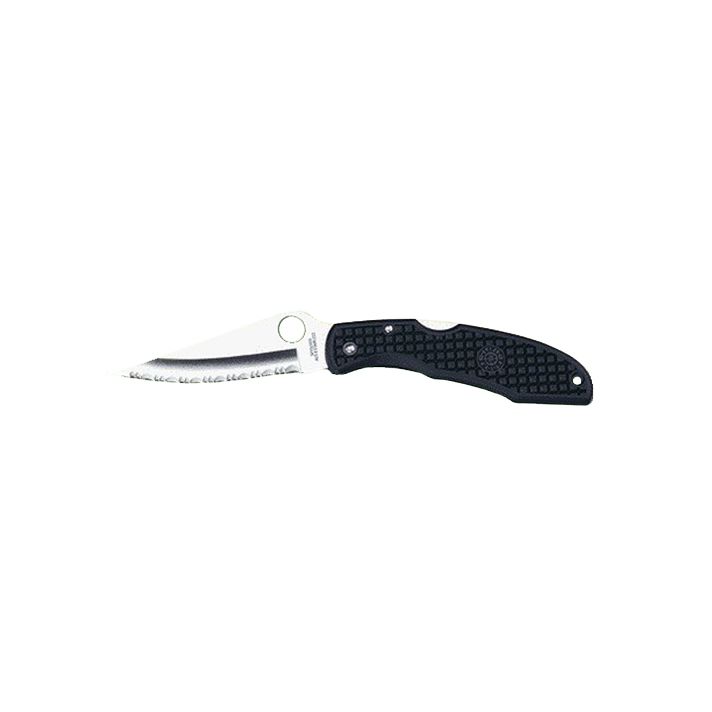 SpydercoEndura3.75" Folding Clip Point Serrated VG-10 SS Blade/BlackTextured FRN Handle Includes Pocket Clip