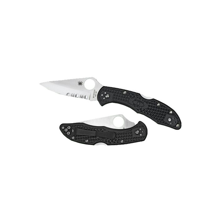 Spyderco C11SBK Delica 42.88" Folding Drop Point Serrated VG-10 SS Blade/BlackTextured FRN Handle Includes Pocket Clip