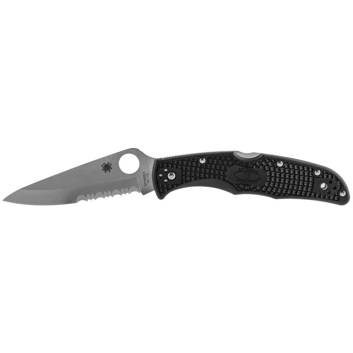 Spyderco C10PSBK Endura 4 Lightweight 3.75" Folding Drop Point Part Serrated VG-10 SS Blade BlackTextured FRN Handle Includes Pocket Clip