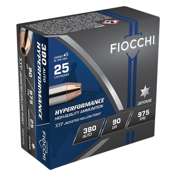 Fiocchi 380XTP25 Hyperformance380ACP 90gr Hornady XTP Hollow Point 25 Per Box/20 Case