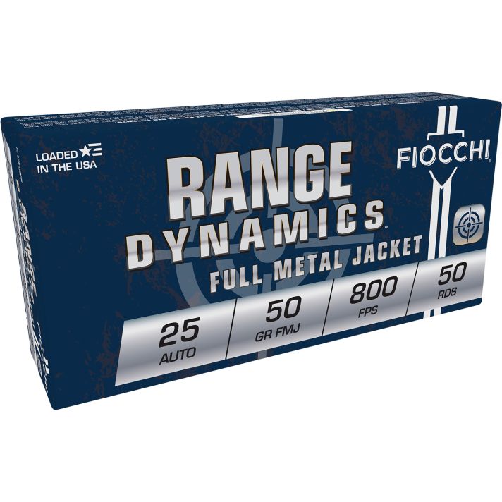 Fiocchi 25AP Range Dynamics25ACP 50gr Full Metal Jacket 50 Per Box/20 Case