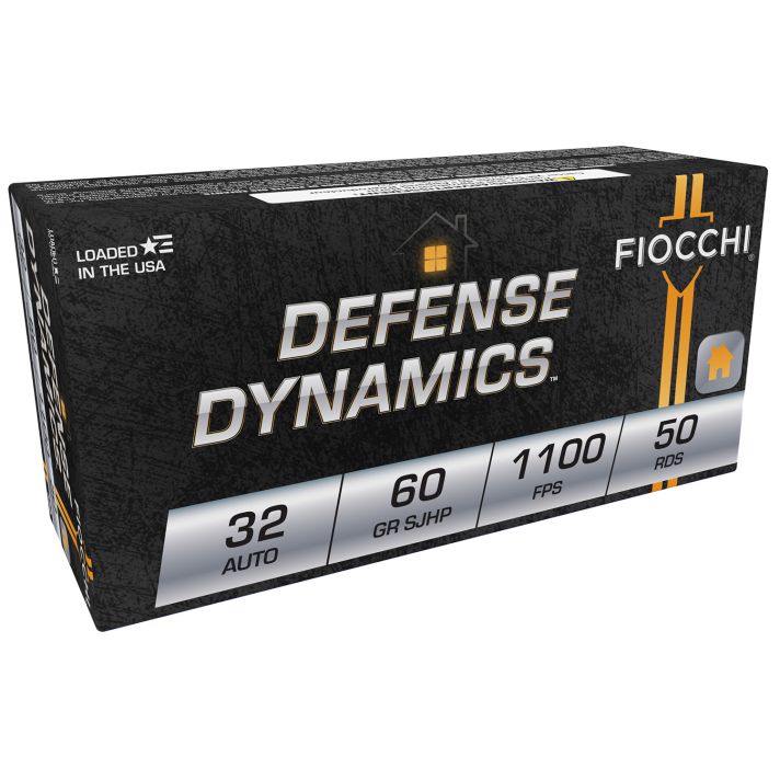 Fiocchi 32APHP Defense Dynamics32ACP 60gr Jacketed Hollow Point 50 Per Box/20 Case
