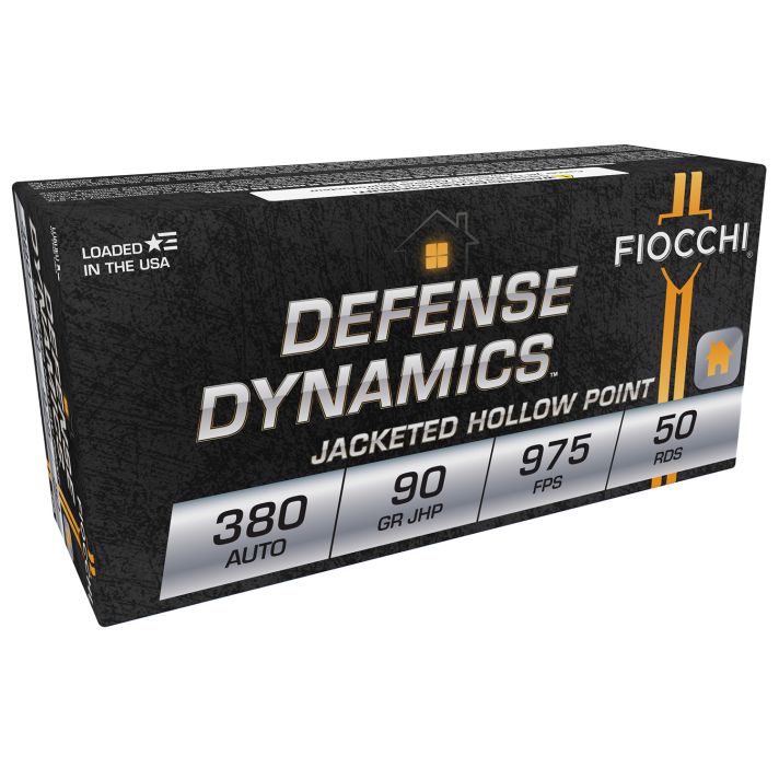 Fiocchi 380APHP Defense Dynamics380ACP 90gr Jacketed Hollow Point 50 Per Box/20 Case