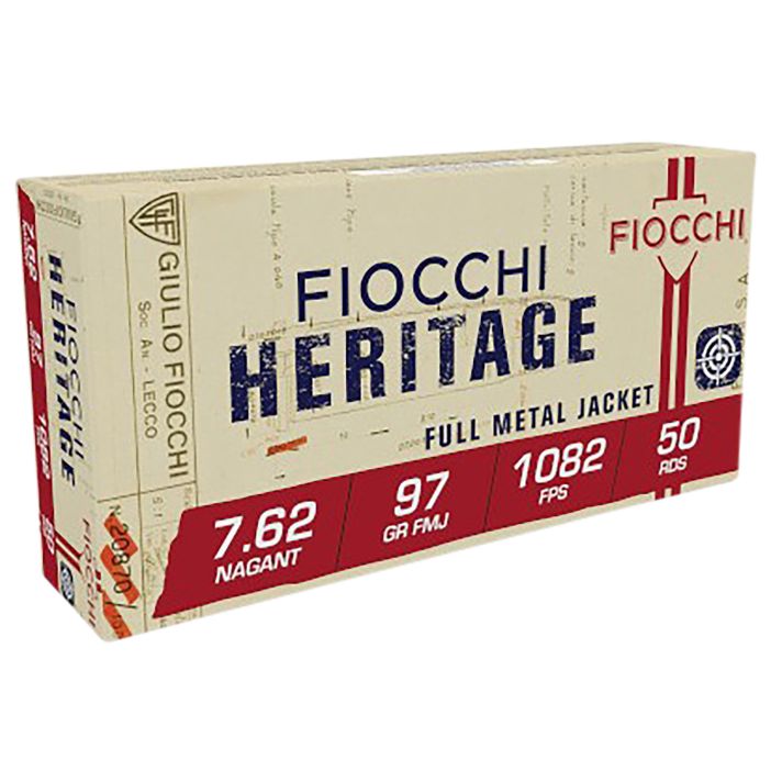 Fiocchi 762A Heritage7.62x38mmRNagant 97gr Full Metal Jacket 50 Per Box/20 Case
