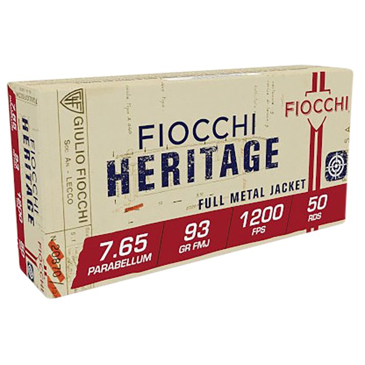 Fiocchi 765A Heritage7.65x21mmParabellum 93gr Semi Jacketed Soft Point 50 Per Box/20 Case