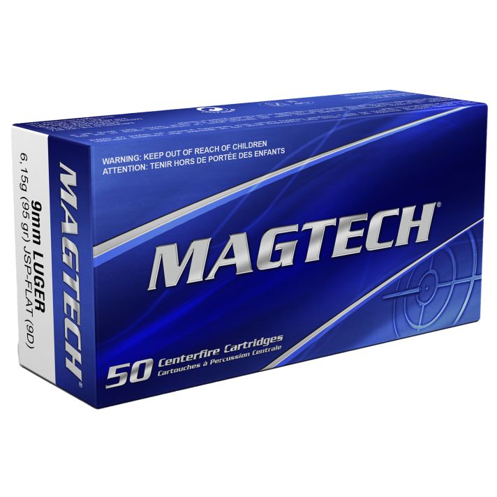 Magtech 9D Range/Training9mmLuger 95gr Jacketed Soft Point Flat 50 Per Box/20 Case