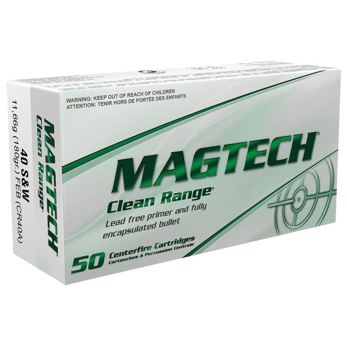 Magtech CR40A Clean Range40S&W 180gr Fully Encapsulated Bullet Flat 50 Per Box/20 Case