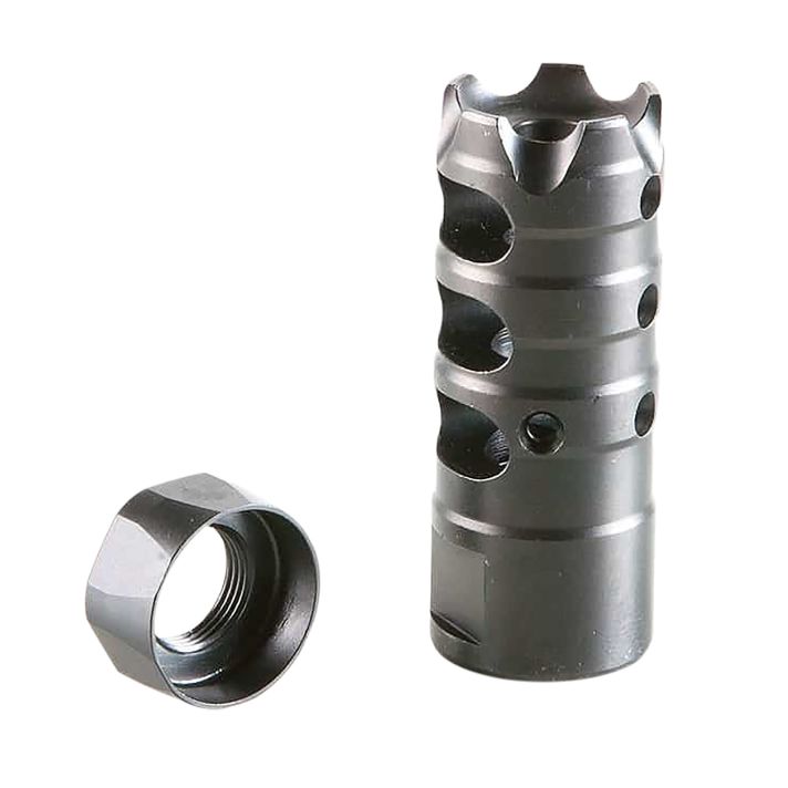 Patriot Ordnance Factory 00308 Triple Port Muzzle Brake Black Nitride Steel with 1/2"-28 tpi Threads for 223 Rem, 5.56x45mm NATO AR-Platform