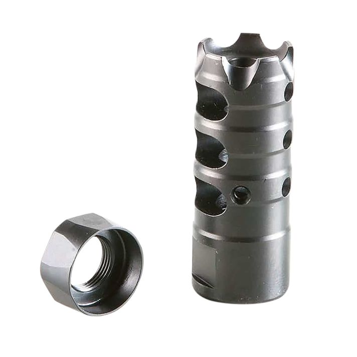 Patriot Ordnance Factory 00309 Triple Port Muzzle Brake Black Nitride Steel with 5/8"-24 tpi Threads for 308 Win, 7.62x51mm NATO AR-Platform