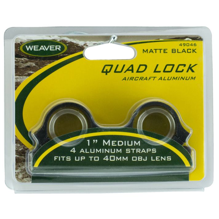 Weaver Mounts 49046 Quad Lock Detachable RingsMatte Black 1" Medium