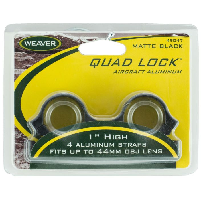 Weaver Mounts 49047 Quad Lock Detachable RingsMatte Black 1" High