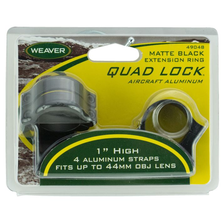 Weaver Mounts 49048 Quad Lock Detachable RingsMatte Black 1" High Extended