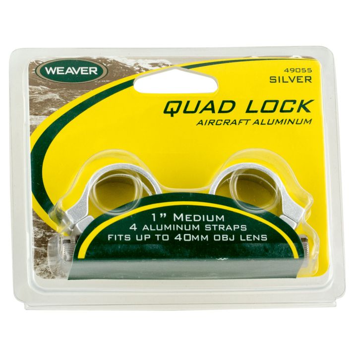 Weaver Mounts 49055 Quad Lock Detachable RingsSilver 1" Medium
