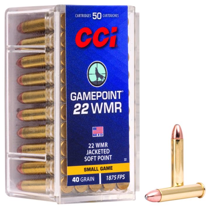 CCI 0022 Gamepoint Rimfire 22WMR 40gr Jacketed Soft Point 50 Per Box/40 Case