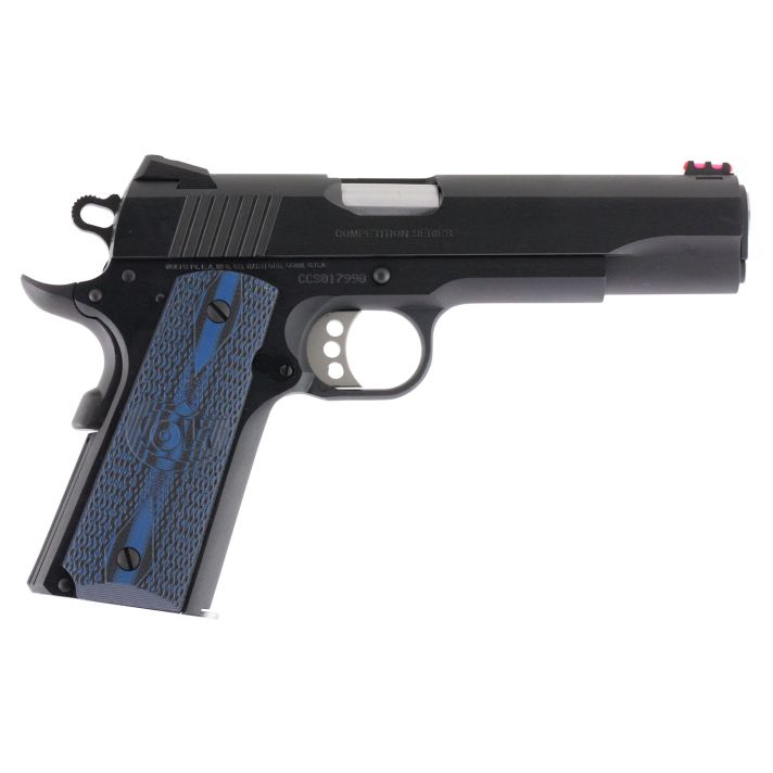Colt Mfg O1970CCS Competition Government 45 ACP 8+1 5" Stainless National Match Barrel, Blued Serrated Carbon Steel Slide & Frame w/Beavertail, Blue Scalloped G10 Grip, Ambidextrous