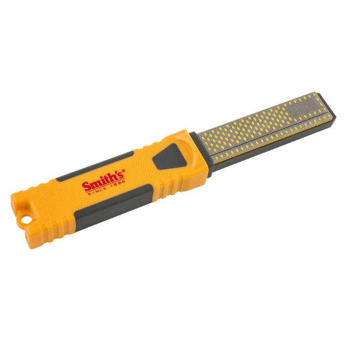 Smiths Products DCS4 Diamond Combination Sharpener Hand Held 4" Fine, Coarse Diamond Sharpener Rubber Handle Yellow