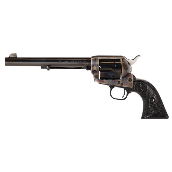 Colt Mfg P1870 Single Action Army Peacemaker 45 Colt (LC) 6 Shot 7.50" Blued Barrel & Cylinder, Color Case Hardened Frame, Black Polymer Grip