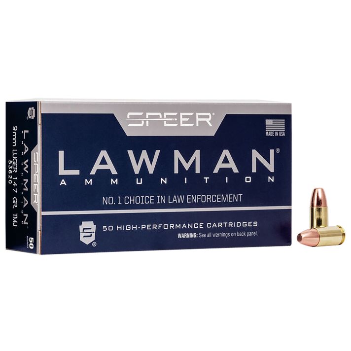 Speer 53620 Lawman9mmLuger 147gr Total Metal Jacket Round Nose 50 Per Box/20 Case