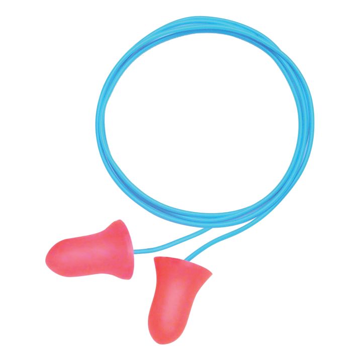 Howard Leight R01180 Corded Ear Plugs Super Leight Foam 33 dB Behind The Neck Red Adult 3 Pair