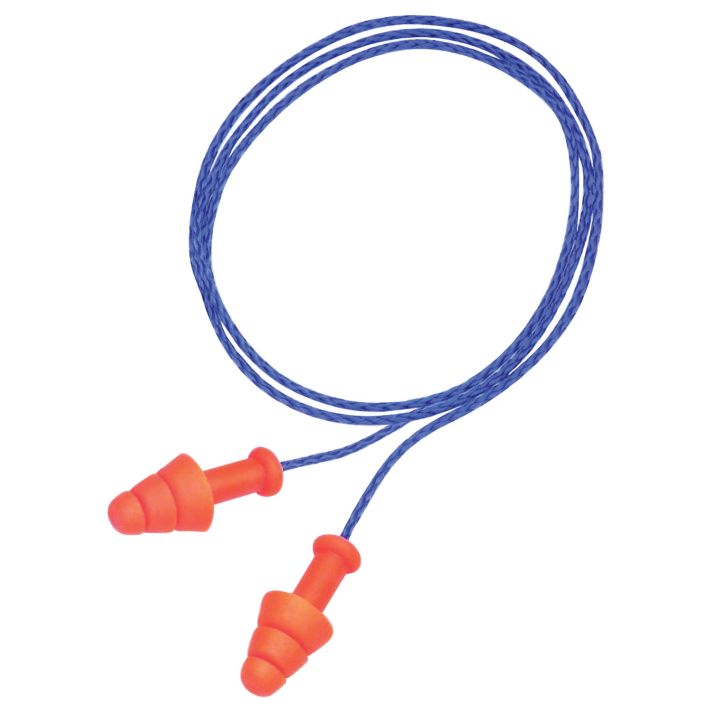 Howard Leight R01520 Corded Ear Plugs Smart Fit Foam 25 dB Behind The Neck Orange Ear Buds with Blue Cord Adult 2 Pair