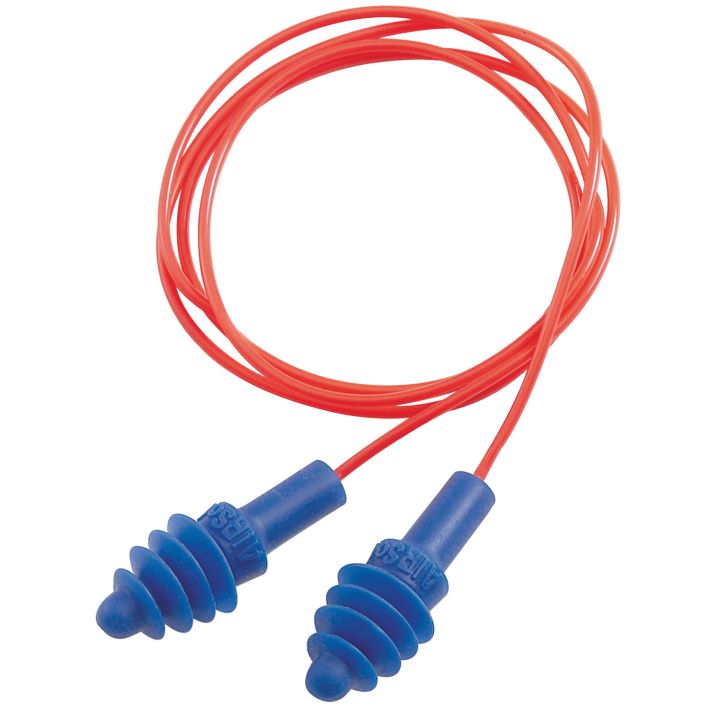 Howard Leight R01521 Corded Ear Plugs Air Soft Foam 27 dB Behind The Neck Blue Ear Buds with Orange Cord Adult 2 Pair