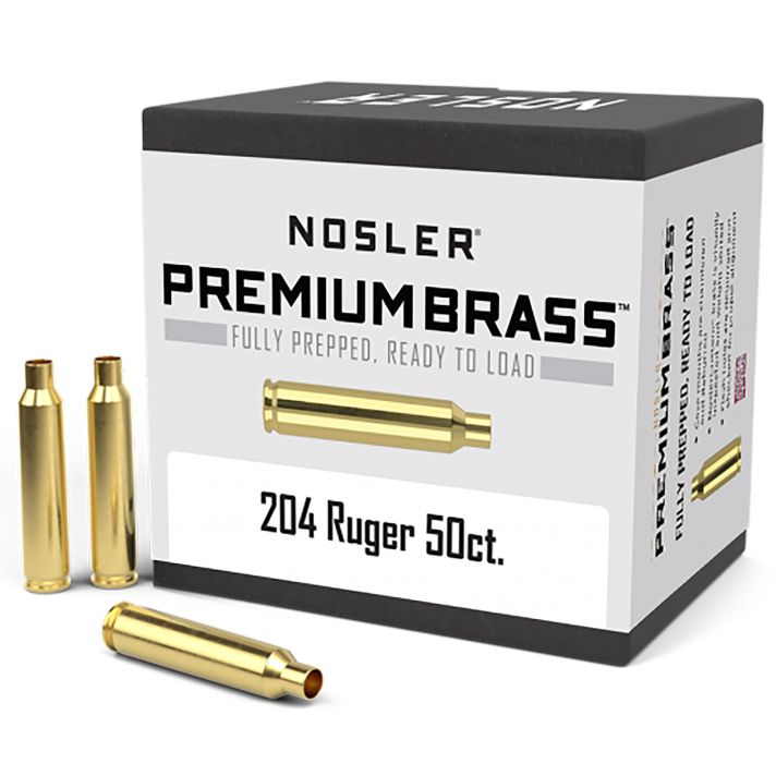 Nosler 10056 Premium Brass Unprimed Cases 204Ruger Rifle Brass 50/Box