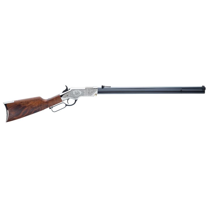 Henry H011SD Original Silver Deluxe Full Size 44-40 Win 13+1 24.50" Blued Octagon Barrel, Engraved Nickel-Plated Steel Receiver, American Walnut Wood Stock Right Hand