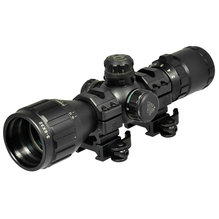 UTG SCP-M392AOLW BugBusterBlack Hardcoat Anodized 3-9x32mm 1" Tube Illuminated Red/Green Mil-Dot Reticle