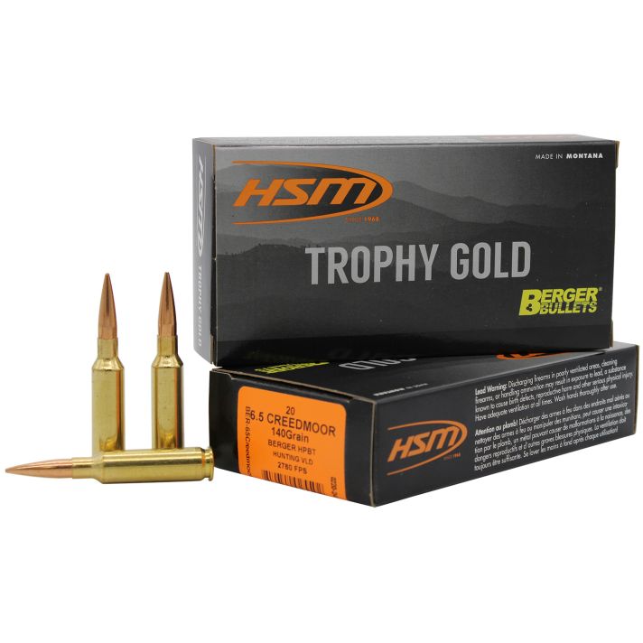HSM 65CREEDMOOR140VLD Trophy Gold Extended Range 6.5 Creedmoor 140 gr Berger Hybrid Tactical Open Tip Match 20 Per Box/ 25 Case