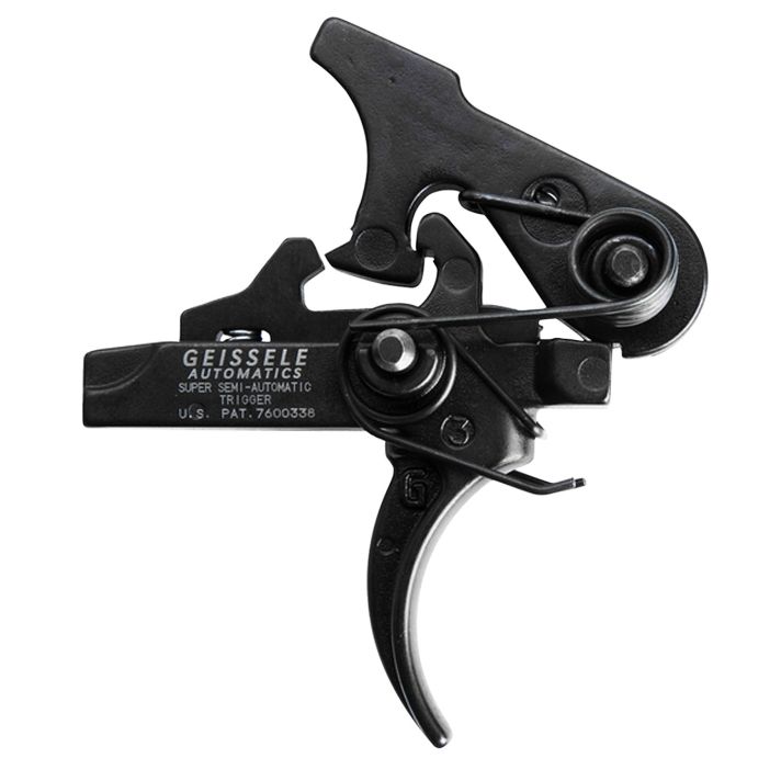 Geissele Automatics 05101 SSATwo-Stage Curved Trigger with 4.25-4.75 lbs Draw Weight & Black Oxide Finish for AR-Platform