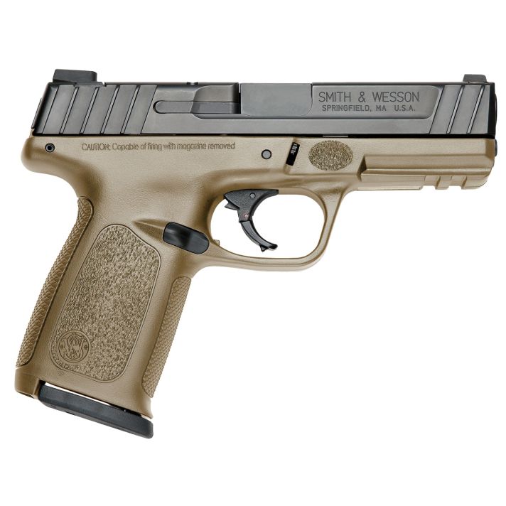 Smith & Wesson 11998 SD9Compact Frame 9mm Luger 16+1, 4" Black Armornite Stainless Steel Barrel & Serrated Slide, Flat Dark Earth Polymer Frame w/Picatinny Rail, FDE Textured Grip, No Safety