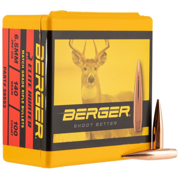 Berger Bullets 26552 Elite Hunter Match Grade 6.5mm 140gr Boat Tail 100/Box